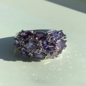 Amethyst 925 Sterling silver cluster Ring